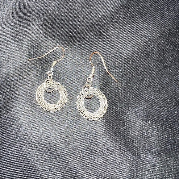 Jewelry - Woven silver hoop drop earrings